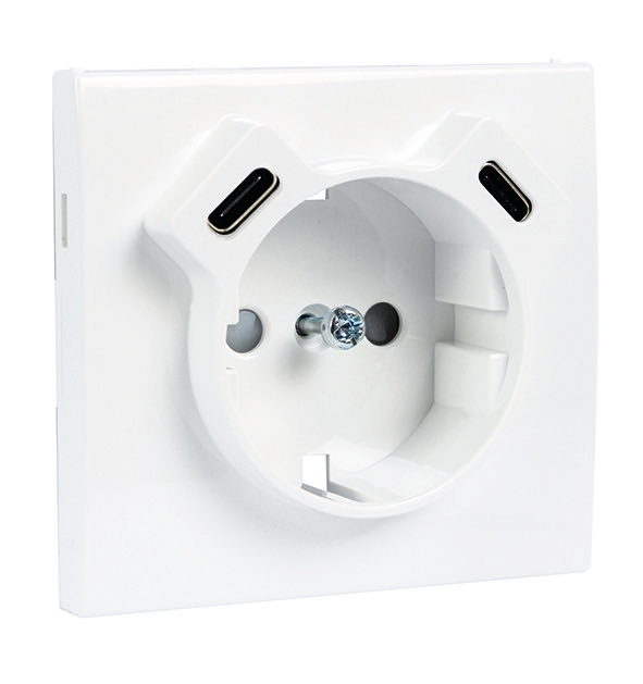 Centro para Tomada Schuko + Usb-C+C Apolo 5000 Un Efapel