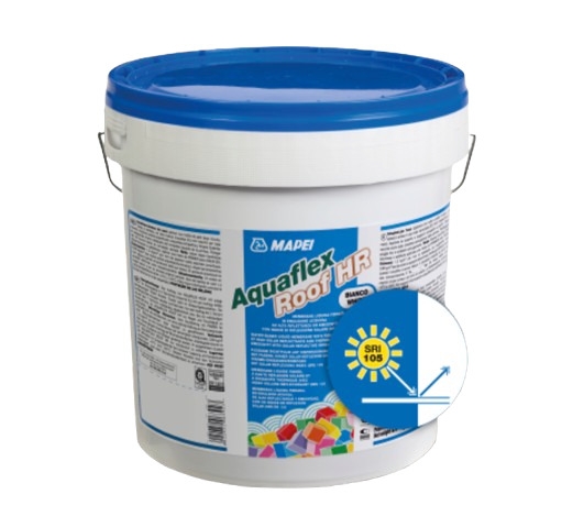 Membrana impermeabilizante com elevada refletância e emissividade térmica, indicada para a impermeabilização de coberturas, Aquaflex Roof Fiber HR Mapei branco