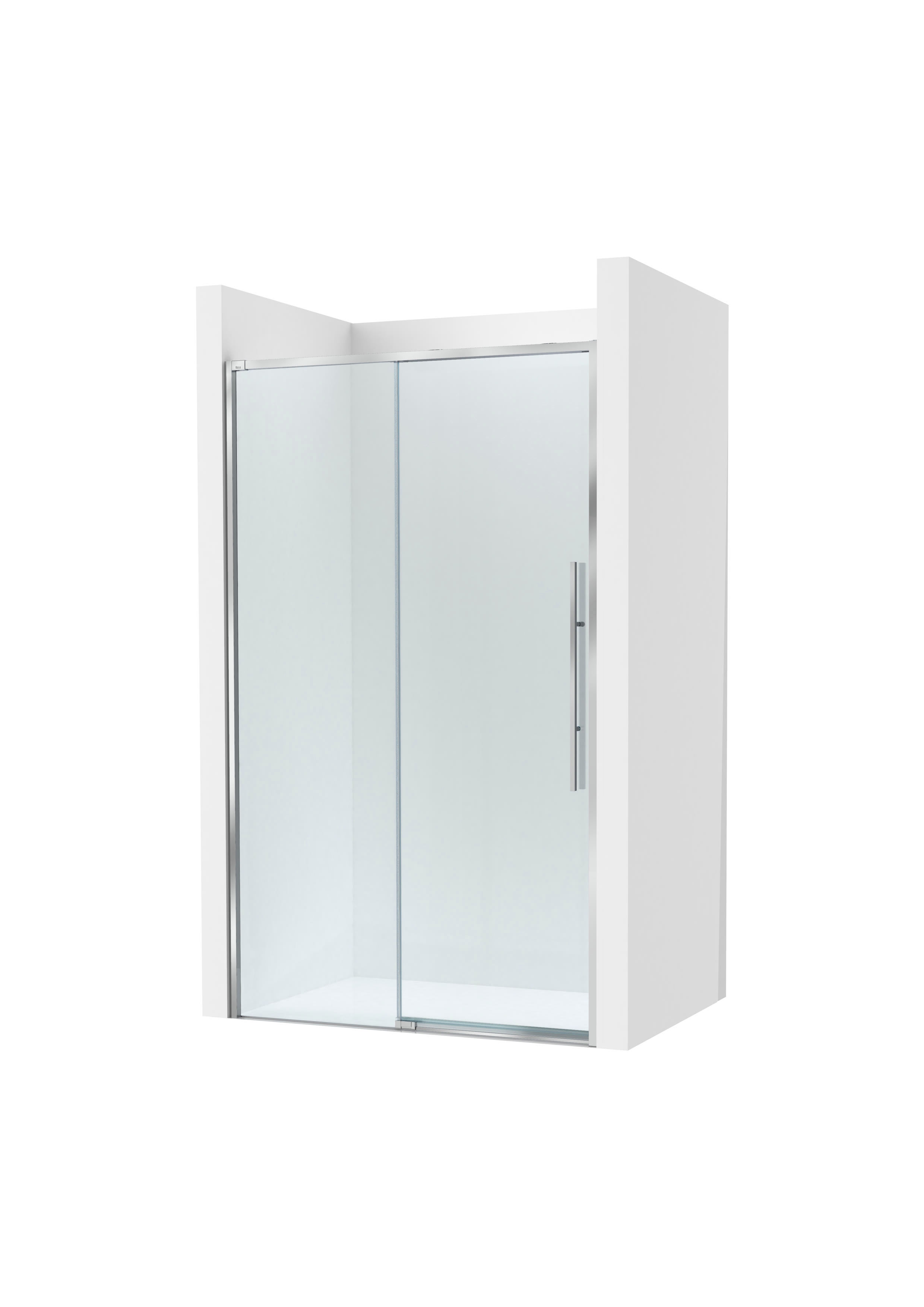 L2-E - Divisória frontal para base de duche: 1 porta de correr e 1 elemento fixo Brisa Roca