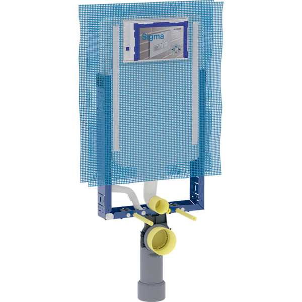 Estrutura Geberit Kombifix para sanita suspensa, 109 cm, com autoclismo de interior Sigma 8 cm, curva de descarga de PVC