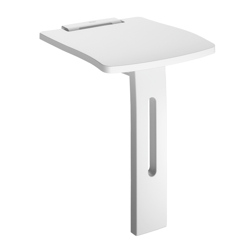 Banco de duche rebatível com pé - 480 - 360 mm - Alumínio epoxy branco - Ref:510405 - DELABIE