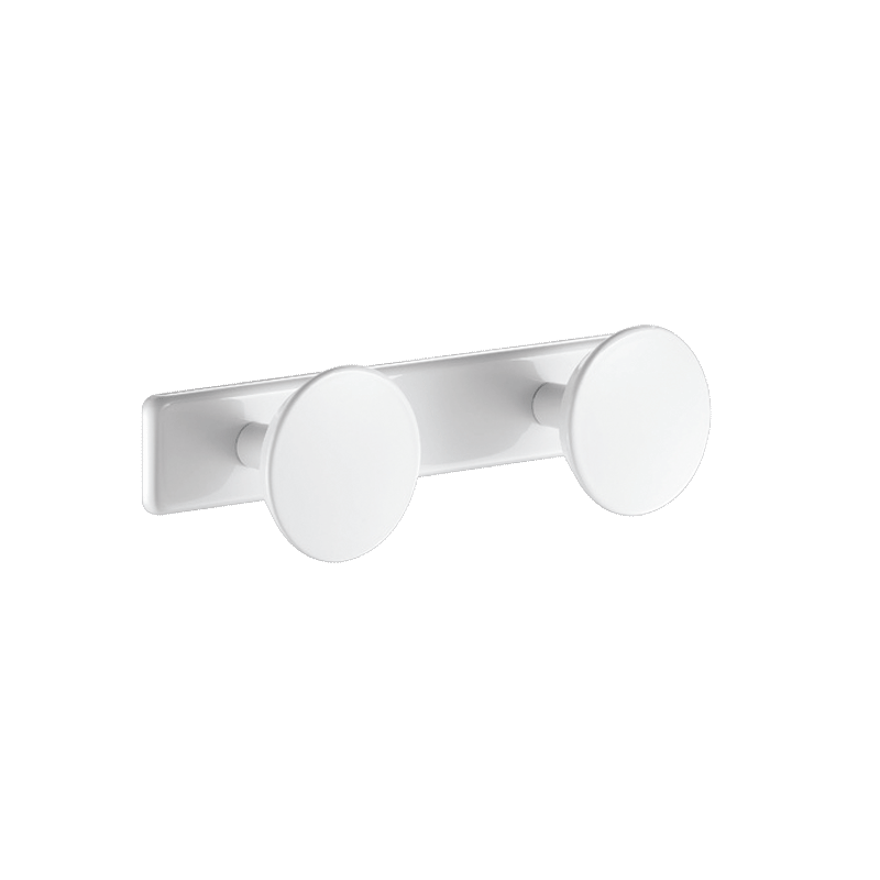 Cabide redondo 2 posições inox epoxy branco - Ø 65 x 215  mm - Inox 304 e metal epoxy branco - Ref:1302W - DELABIE