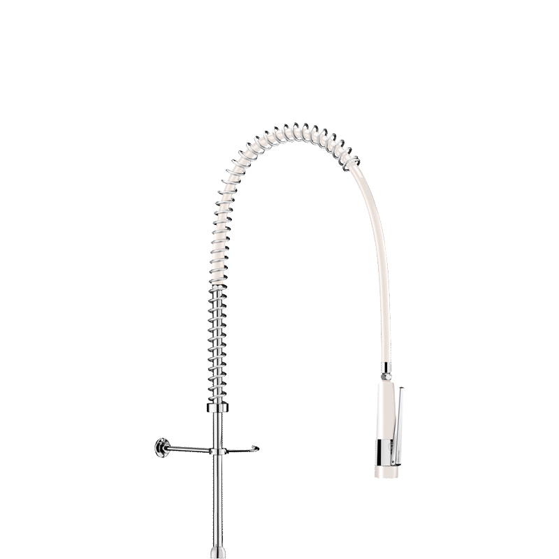 Conjunto de pré-lavagem branco sem torneiras com coluna curta - 815-885 mm - Latão cromado - Ref:435420 - DELABIE