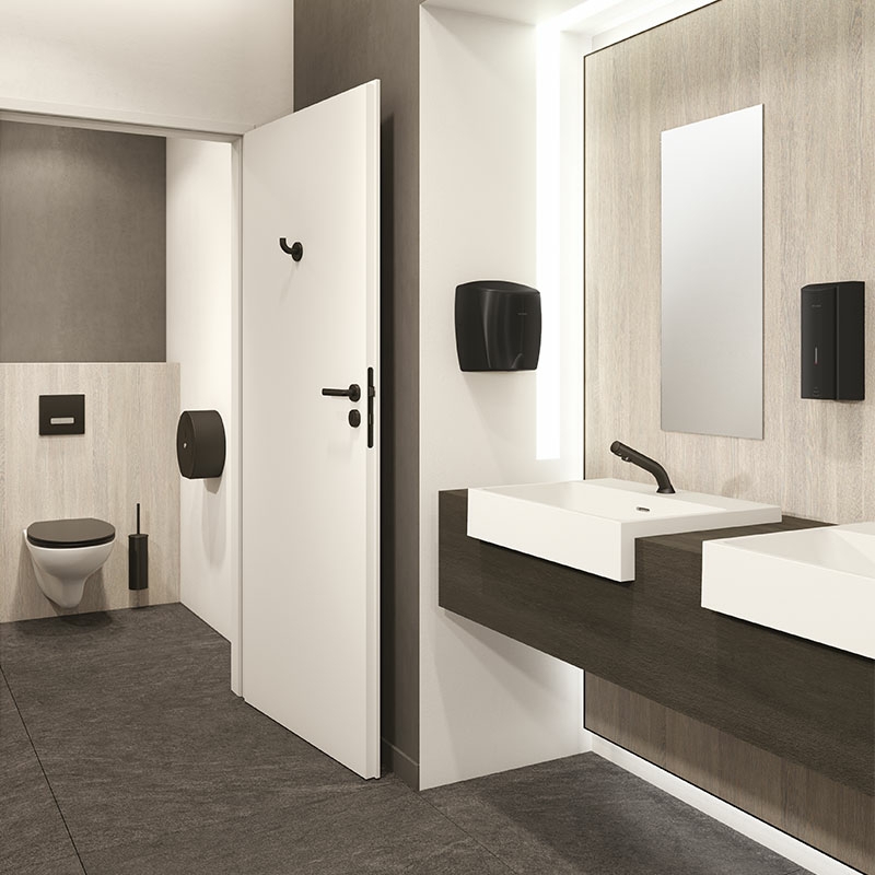 Dispensador de papel WC modelo grande - 400 m - Ø 310 - Inox 304 preto mate - Ref:510910BK - DELABIE