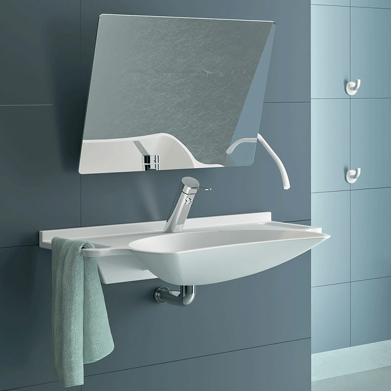 Espelho inclinável com alavanca longa ergonómica - 500 - 630 mm - Nylon HR brilhante branco - Ref:510201N - DELABIE