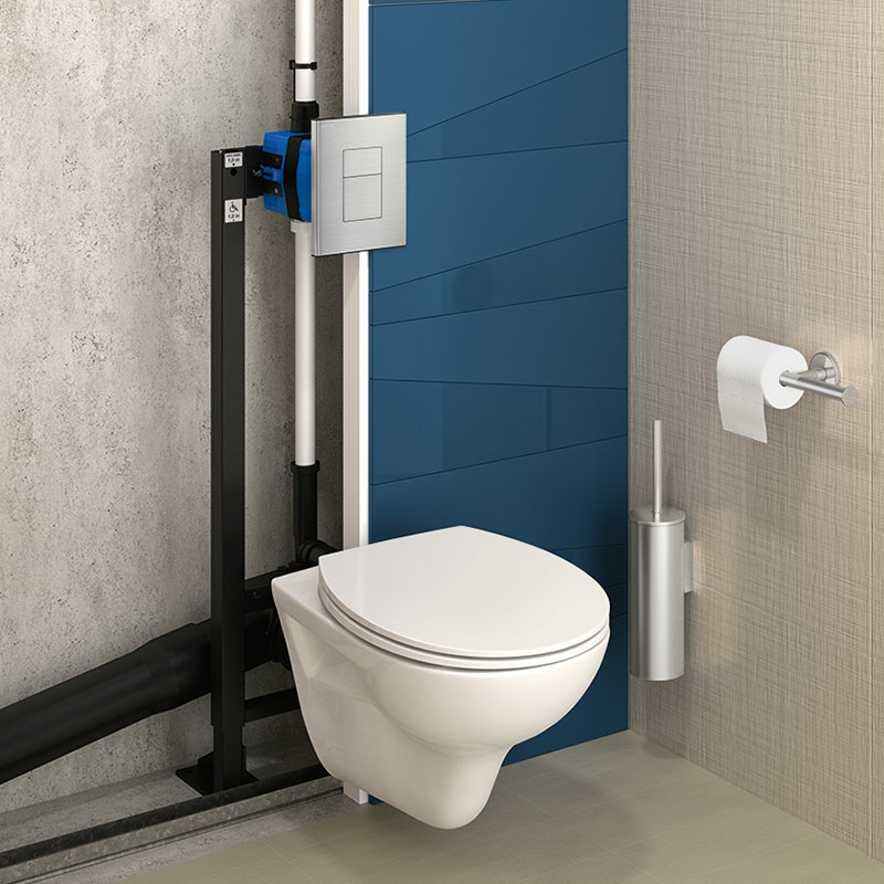 Estrutura de suporte corta-fogo autoportante TEMPOFIX 3 para WC - 1000 a 1320 - 350 mm - Aço epoxy preto - Ref:565065BE - DELABIE