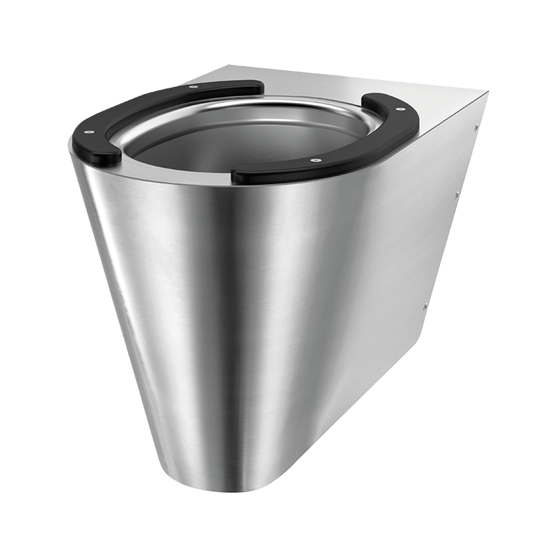 Sanita suspensa S21 S com proteções em preto - 350 x 535 x 360 mm - Inox 304 poli satiné - Ref:110310PAD - DELABIE