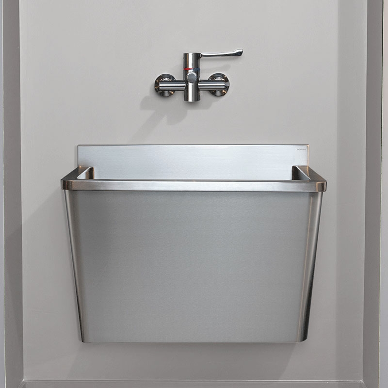 Lavatório cirúrgico com respaldo baixo - 645 x 700 x 400 mm - Inox 304 polido satinado - Ref:185020 - DELABIE