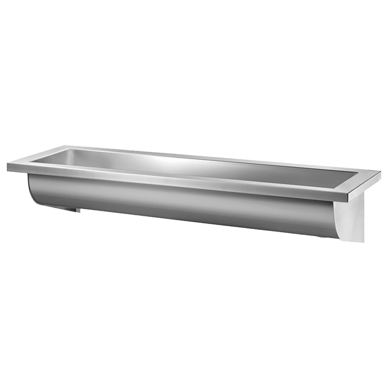 Lavatório coletivo mural CANAL - 245 x 1400 x 400 mm - Inox 304 polido satinado - Ref:120260 - DELABIE