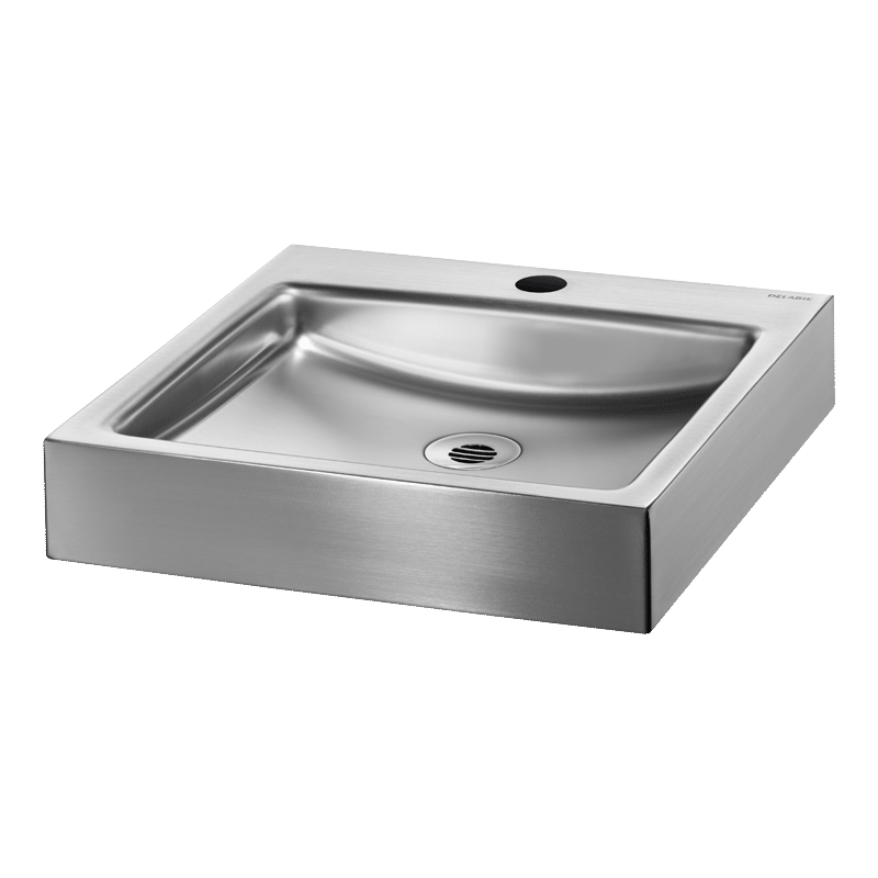 Lavatório de pousar UNITO - 80 x 395 x 405 mm - Inox 304 polido satinado - Ref:121810 - DELABIE