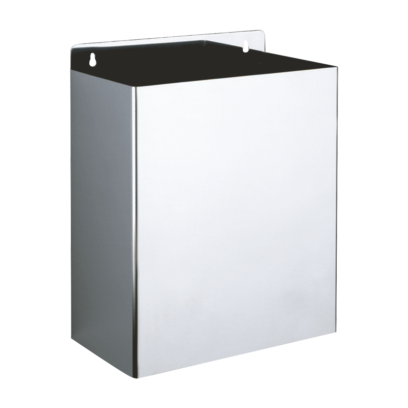 Papeleira inox retangular mural, 13 litros - 320 - 280 mm - Inox polido brilhante - Ref:460 - DELABIE