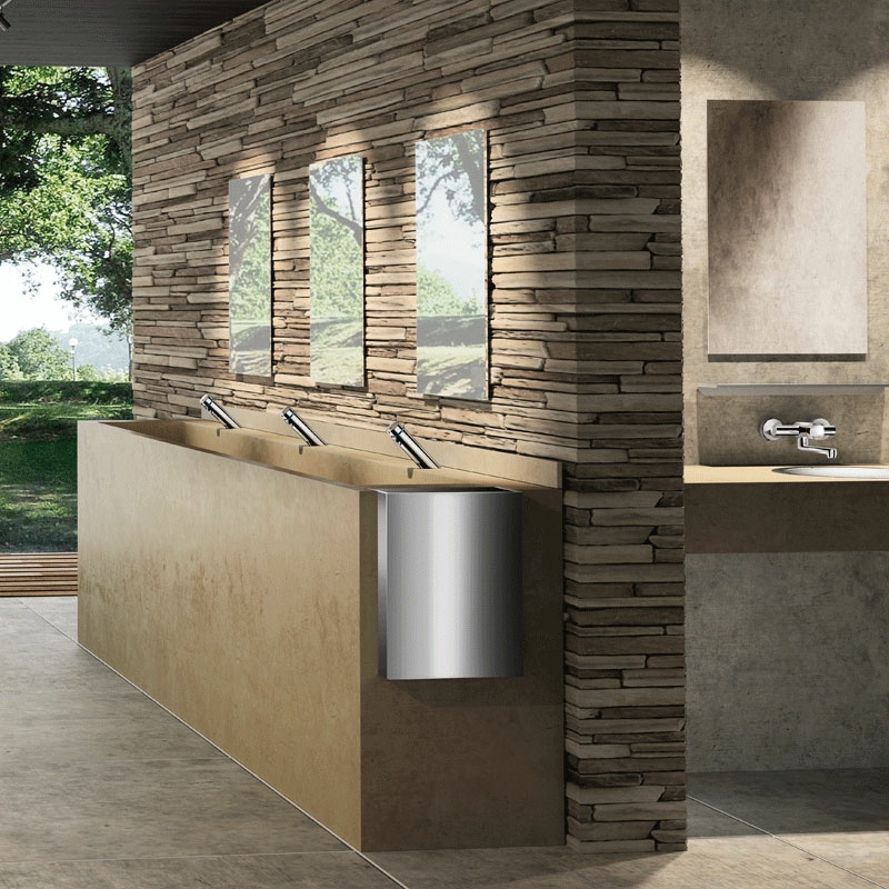 Papeleira inox retangular mural, 25 litros - 460 - 355 mm - Inox 304 polido satinado - Ref:510461S - DELABIE