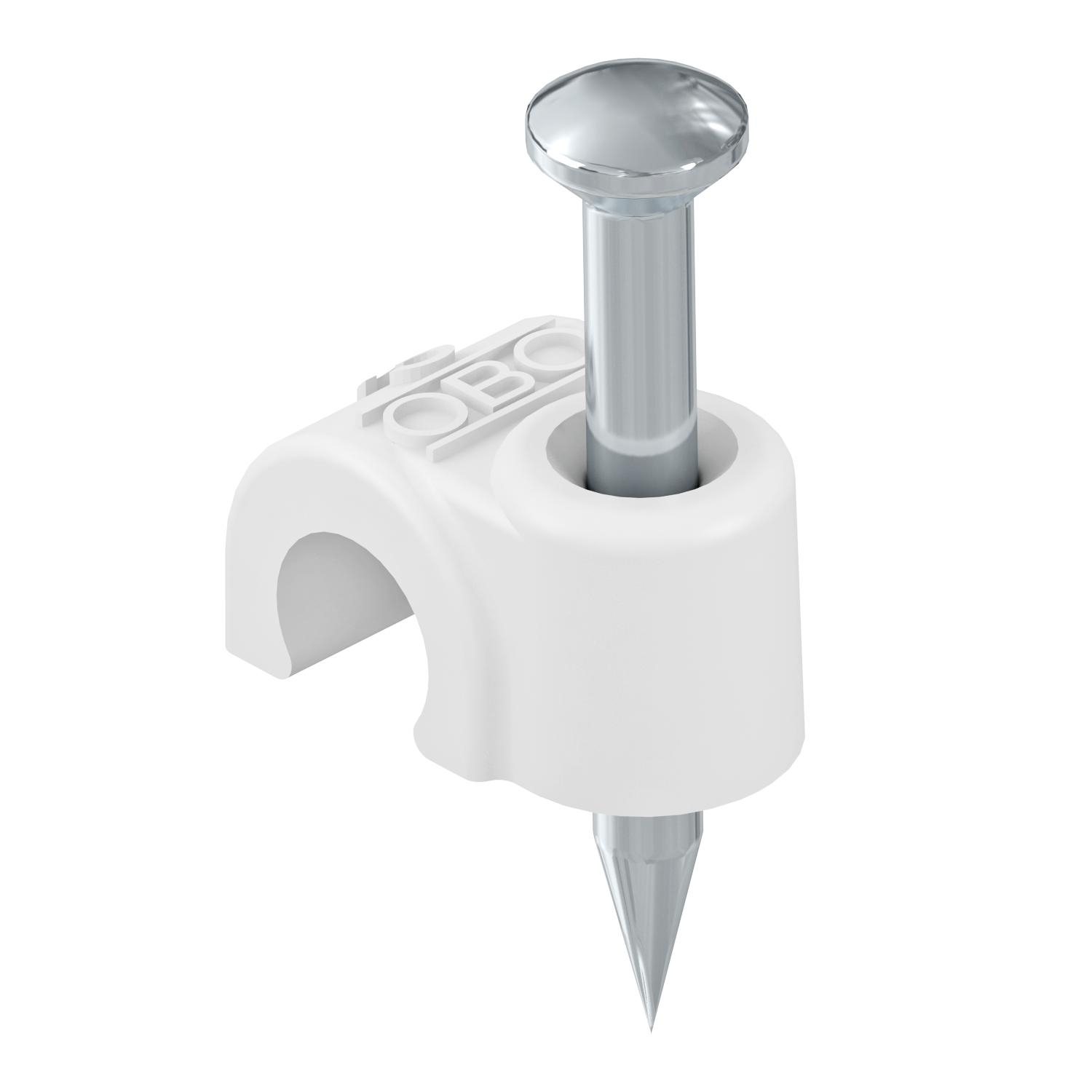 Abraçadeira de prego ISO 14mm, L40, PP, branco puro, 9010 - 2226111 - Obo Bettermann