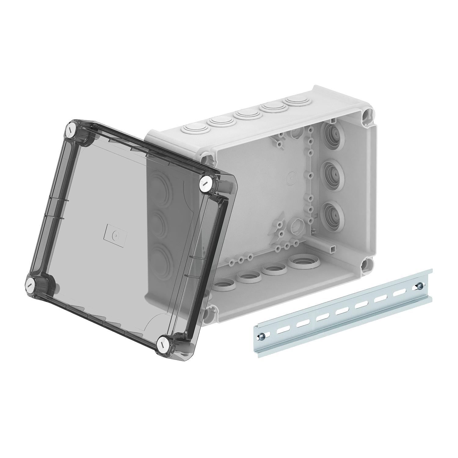 Caixa de derivação com tampa alta transparente 240x190x115, PP/PC, cinzento claro, 7035 - 2007756 - Obo Bettermann