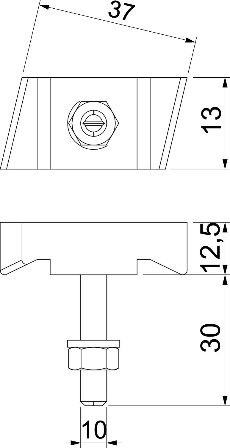 Parafuso corrediço para perfil MS5030 M10x30mm, A4, 2B - 1148268 - Obo Bettermann