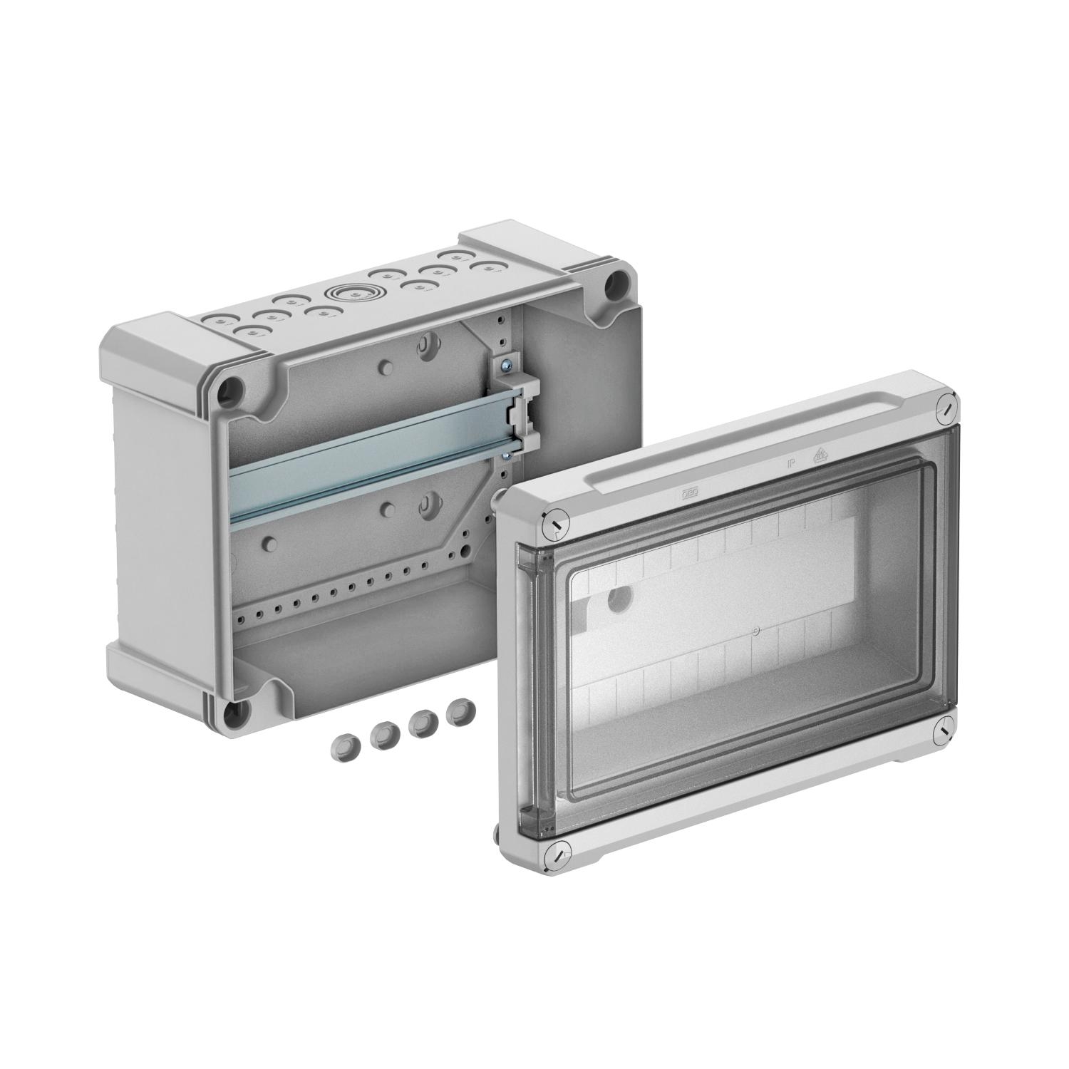 Quadro de distribuição sem bornes, para 12 módulos 286x202x125, PS, cinzento claro, 7035 - 2008832 - Obo Bettermann