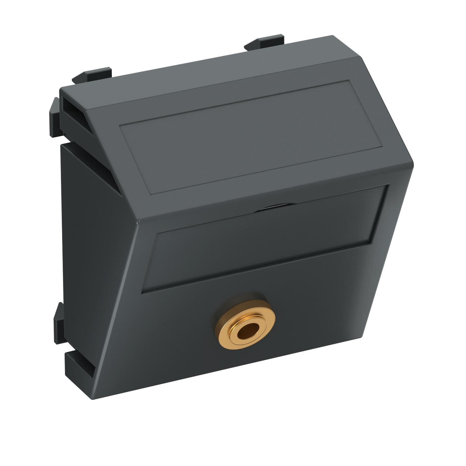 Suporte multimédia míni Jack 1x Tomada com ligação soldada 45x45mm, PC, cinzento antracite, 7021 - 6104961 - Obo Bettermann