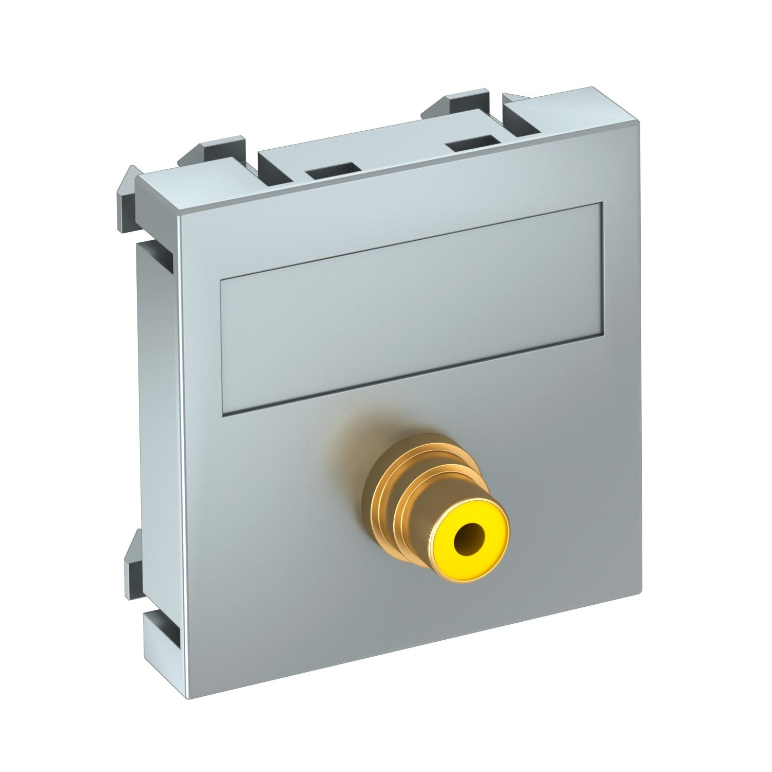 Suporte multimédia RCA vídeo 1x Ficha, fêmea-fêmea 45x45mm, PC, alumínio lacado - 6105000 - Obo Bettermann