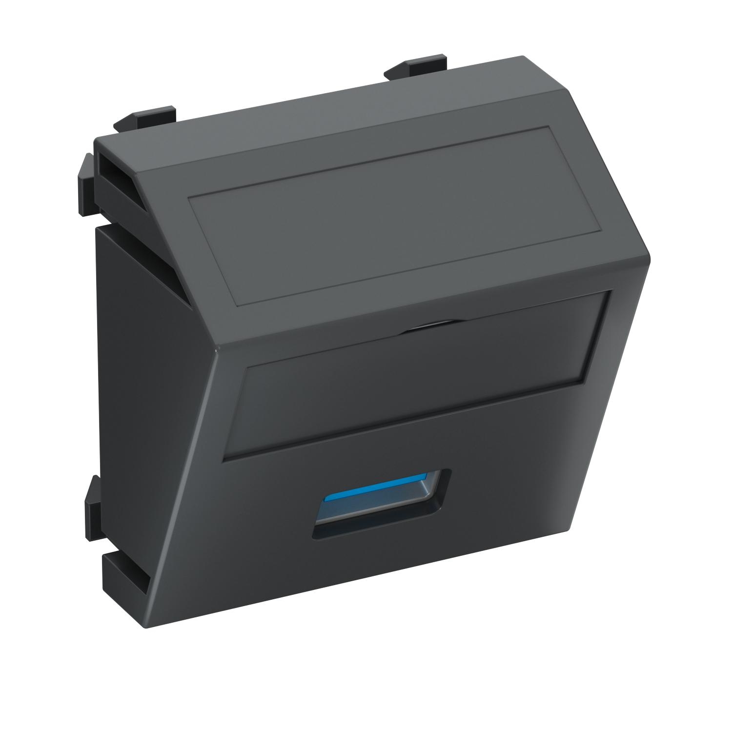 Suporte multimédia USB 3.0 A Tomada com ligação roscada 45x45mm, PC, cinzento antracite, 7021 - 6104889 - Obo Bettermann