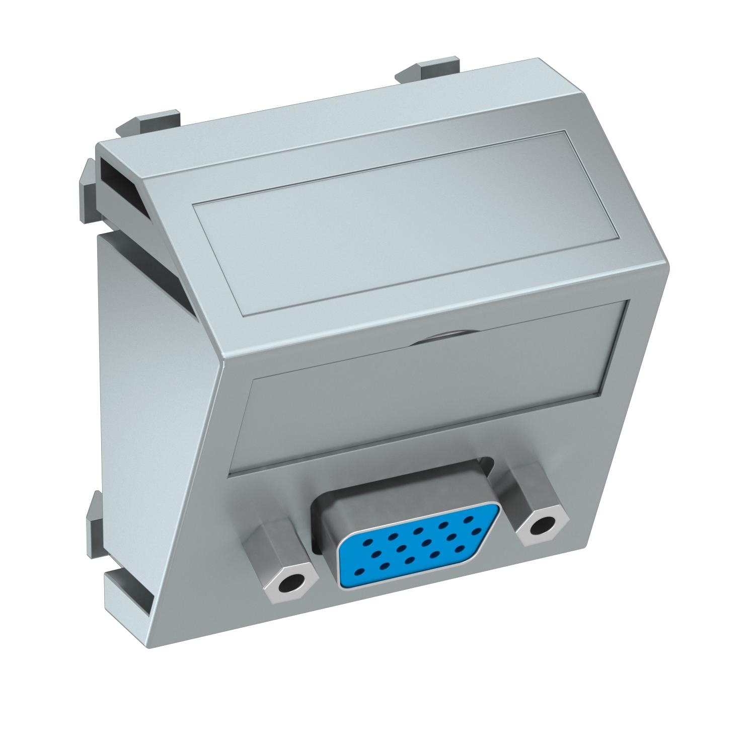 Suporte multimédia VGA Tomada com ligação roscada 45x45mm, PC, alumínio lacado - 6104628 - Obo Bettermann