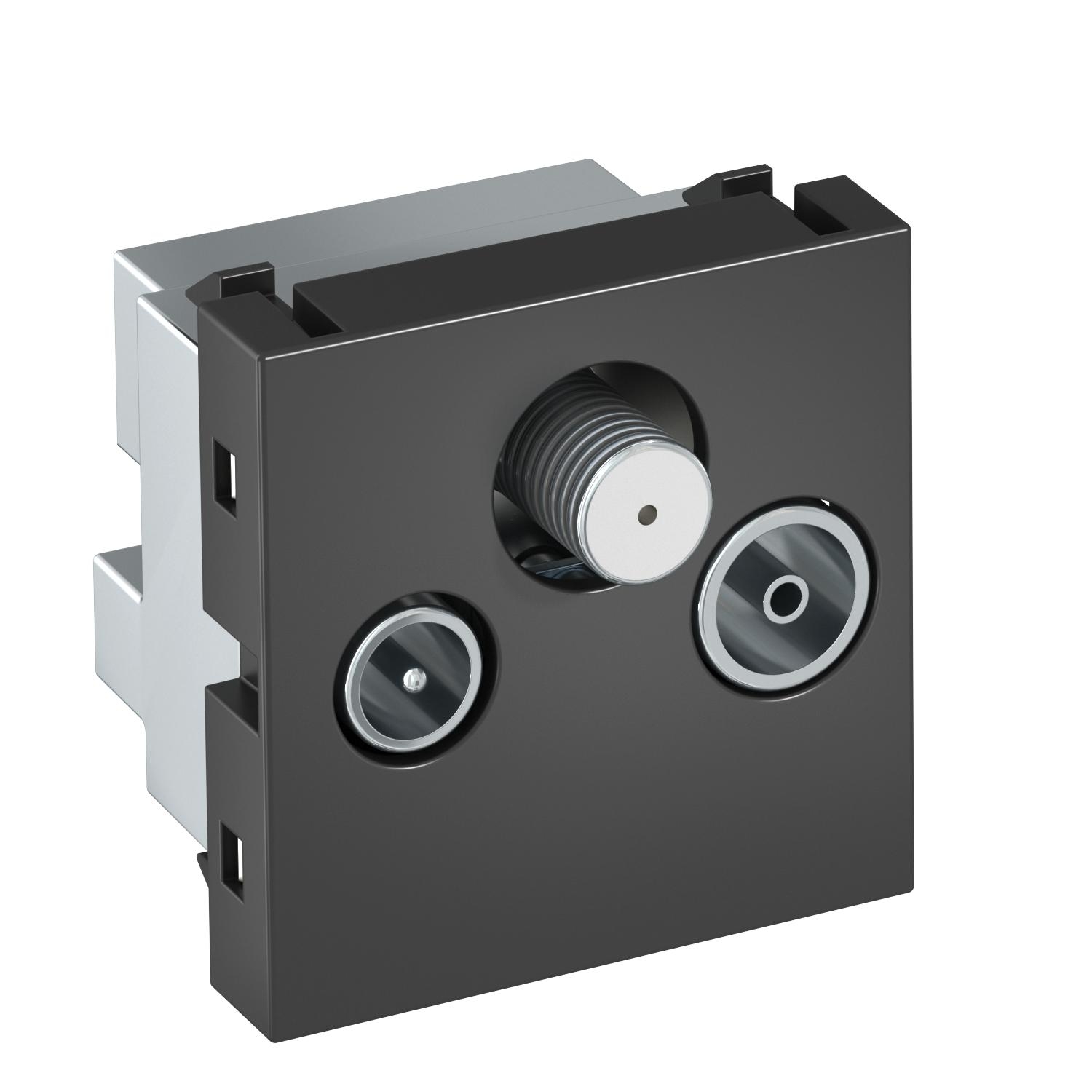 Tomada de antena Simples, Radio - TV - SAT 45x45mm, PC, cinzento antracite, 7021 - 6105284 - Obo Bettermann