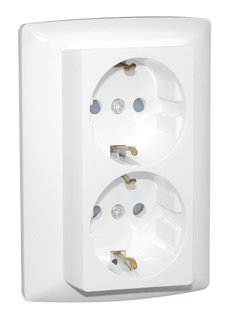 Tomada Dupla Schuko Monob C/Obtur Brico 70 Emb Efapel
