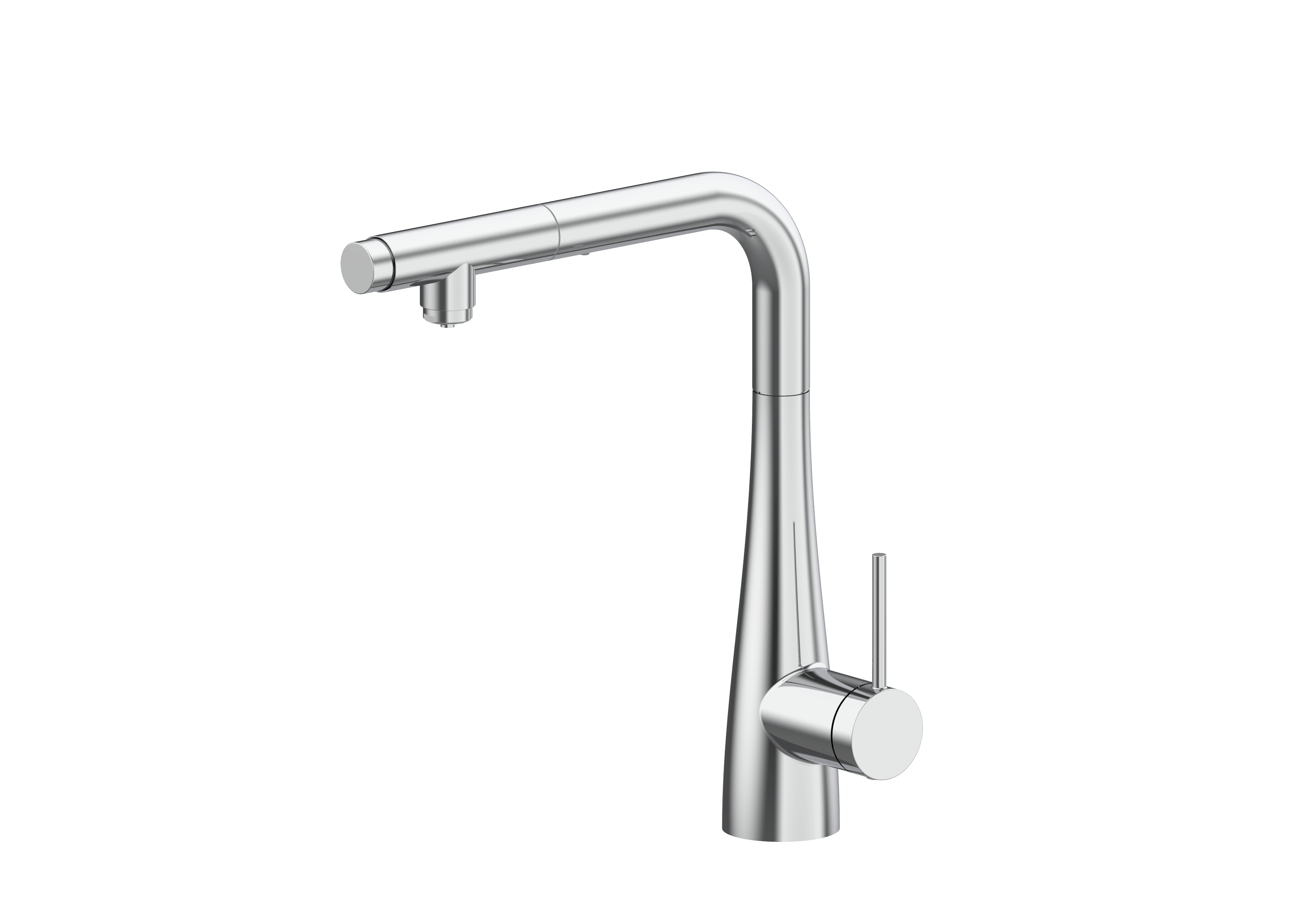 Torneira de cozinha da série Split com alavanca única e bico extensível com sistema de osmose. Imex