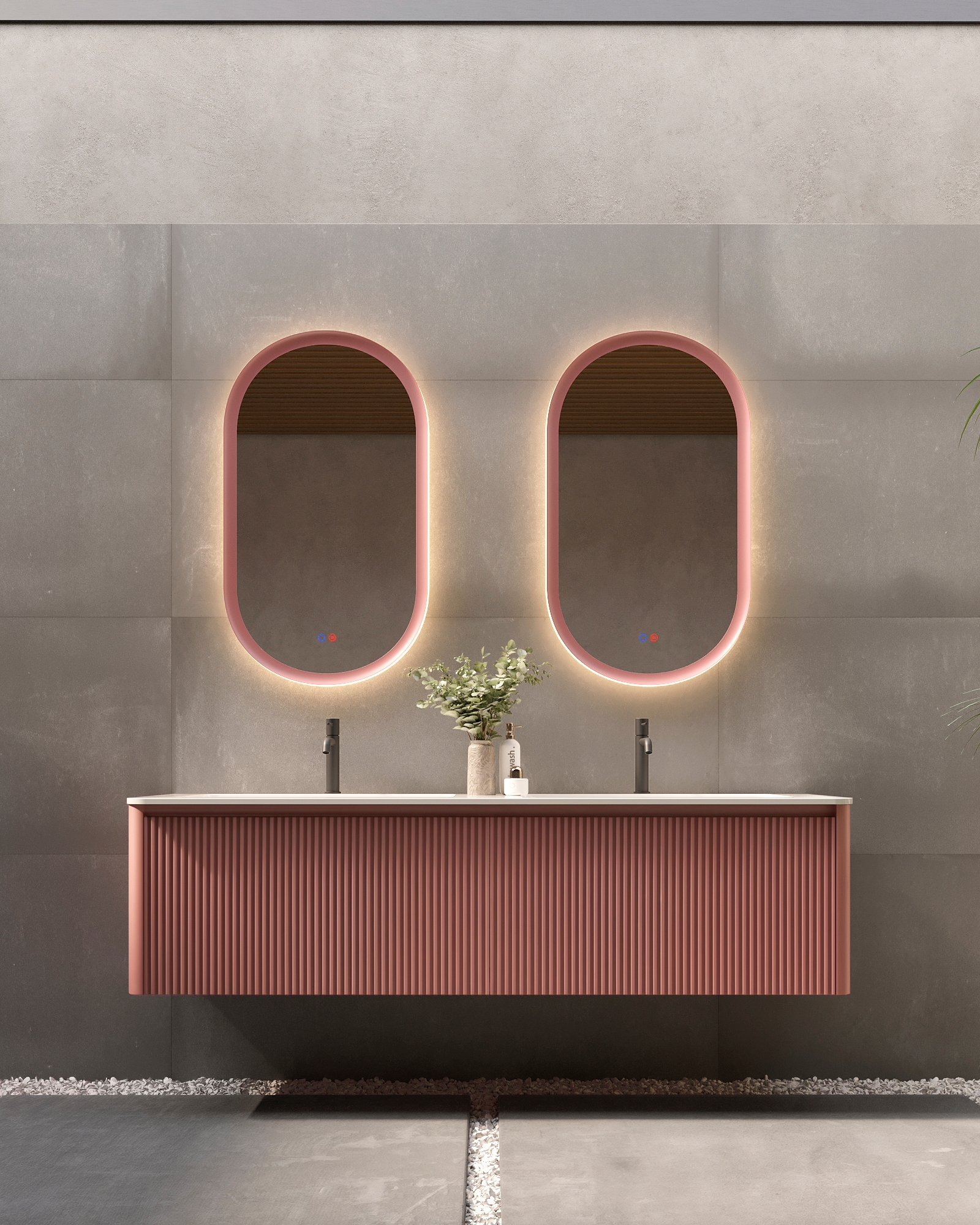 Espelho elíptico com faixa dupla de LED MILA036 Ledimex 50x90cm