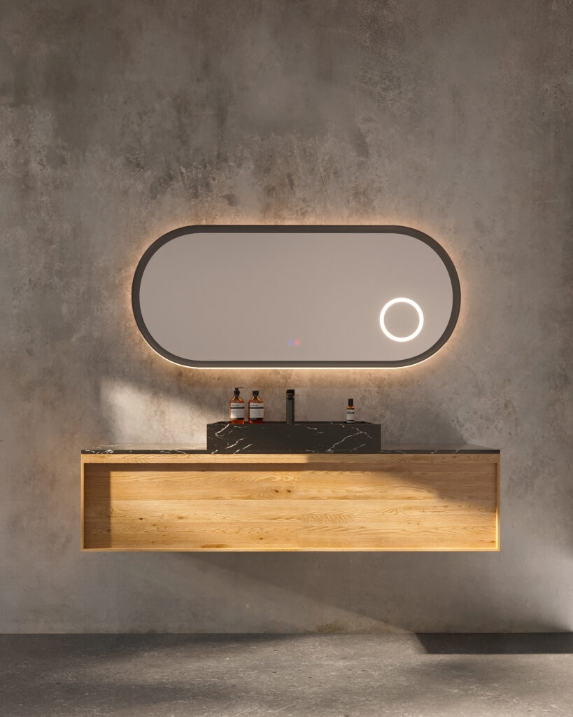 Espelho elíptico com faixa dupla de LED retroiluminada RIMI040 Ledimex