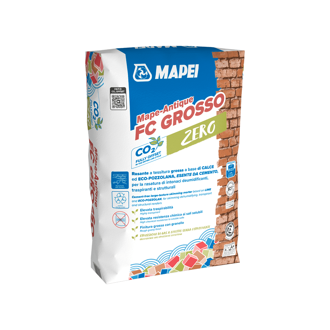 Argamassa para barramentos, transpirante de textura grossa, para o acabamento grosso de rebocos Mape-Antique FC Ultrafine