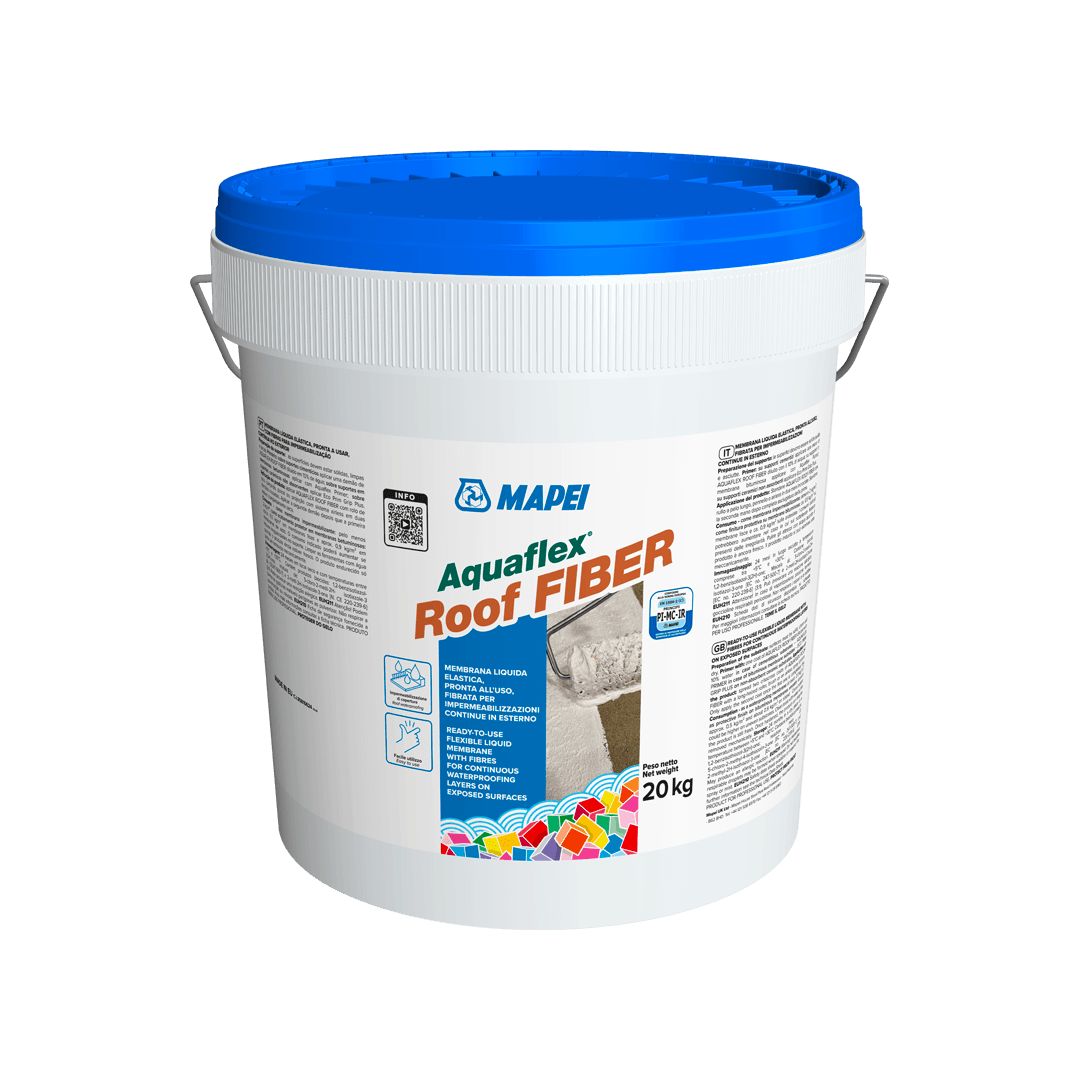 Impermeabilizante pronto a usar, colorido para utilização no exterior, Aquaflex Roof Fiber Mapei