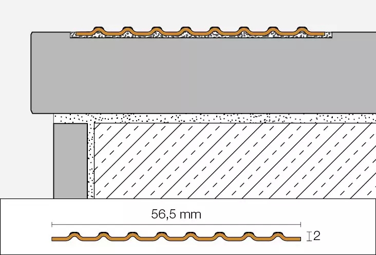 Perfil para escadas sem abas de fixação Schlüter-TREP-EFK