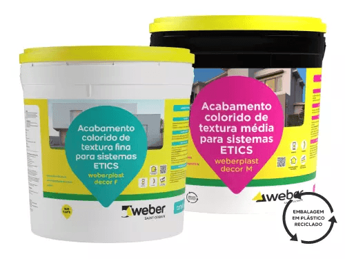 Acabamento orgânico colorido de textura fina (F) ou média (M) - Weberplast decor F/M - Weber - Saint-Gobain