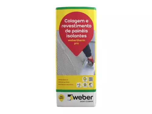 Argamassa de colagem e revestimento de placas isolantes em sistemas webertherm - Webertherm Pro - Weber - Saint-Gobain - Saco 25 Kg